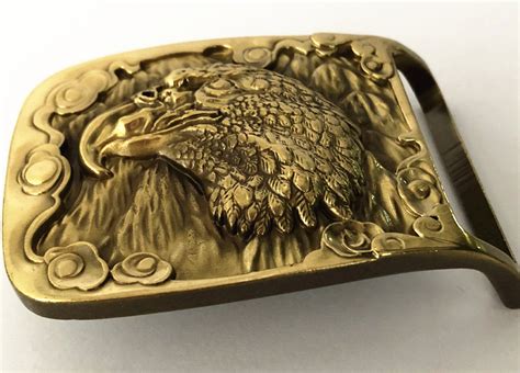 Eagle Head Belt Buckle Solid Brass Vintage Antique Western Cowboy