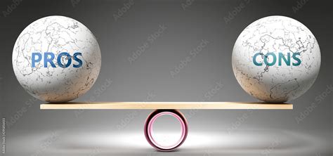 Pros And Cons In Balance Pictured As Balanced Balls On Scale That