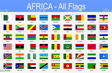 All African Flags Icon Set Vector Illustration Stock Illustration