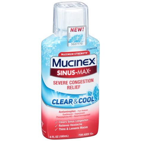 mucinex sinus max severe congestion relief clear and cool 6 fl oz shipt