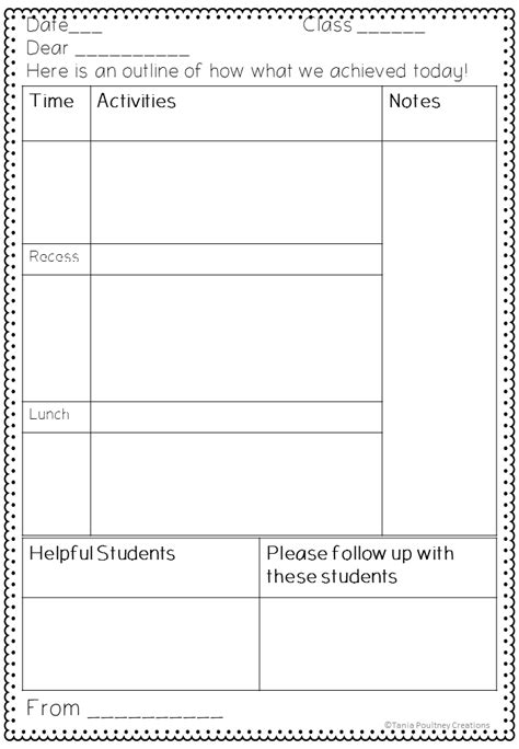 A Note For The Teacher Sub Plan Template Teacher Lesson Plans