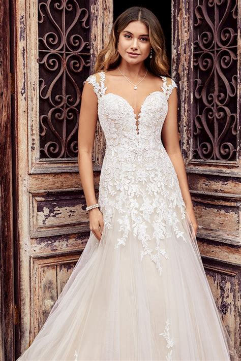 Classic A Line Wedding Dress With Lace Shoulder Piece Sophia Tolli
