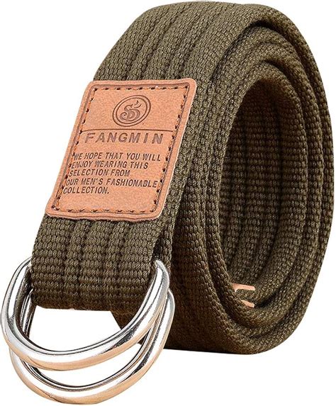 Unisex Canvas Belt Military Style Double D Ring Buckle Casual