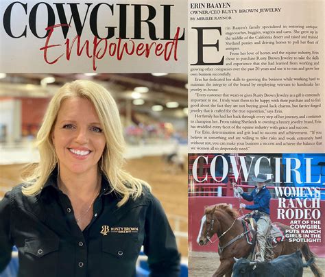 Our Owner Erin Baayen In Cowgirl Empowered Section Of Cowgirl Magazine Rusty Brown