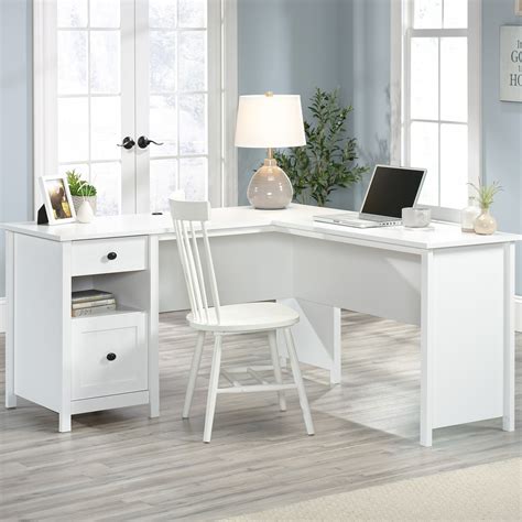 White Home Study L Shaped Desk