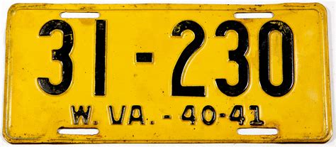 1940 - 41 West Virginia License Plate | Brandywine General Store