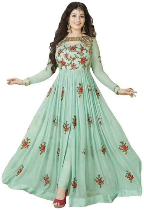 Buy Neel Art Embroidered Semi Stitched Anarkali Salwar Suit And Bottom Material With Dupatta Set