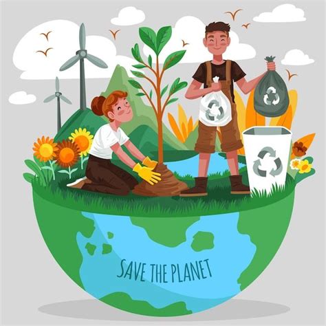 Free Vector Hand Drawn World Environment Day Save The Planet