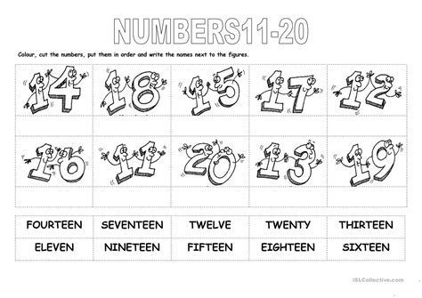 Numbers 11 20 English Esl Worksheets For Distance Learning And