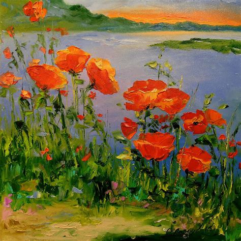 Poppies Near The River Painting By Olha Darchuk Fine Art America