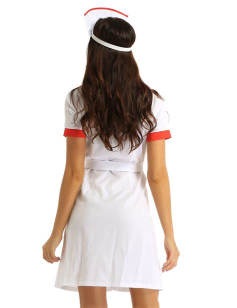 Adult Women Sexy Nurse Lingerie Costume Cosplay Button Down Uniform
