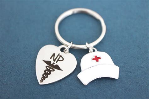 Np Keychain Nurse Nursing Medical Keychain Keyring Key Etsy