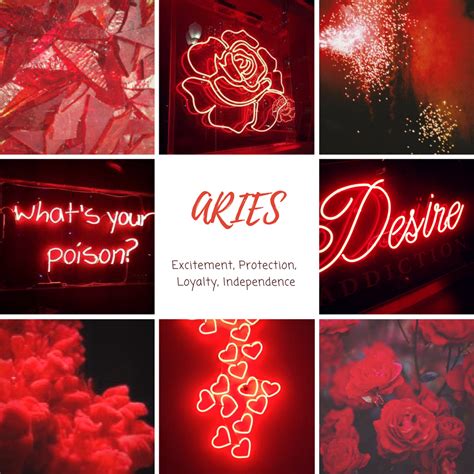 Red Aesthetic Aries Astrology Collage