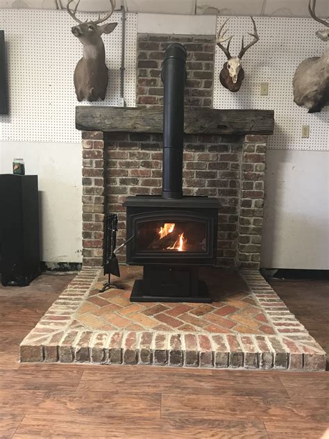 Check spelling or type a new query. Wood stove with brick surround, herringbone hearth pattern ...