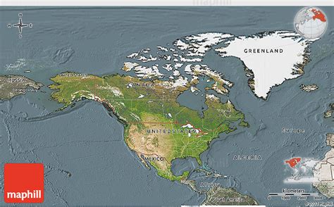 Satellite 3d Map Of North America Semi Desaturated