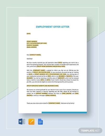 Free Sample Offer Letter Templates In Pdf Ms Word Pages