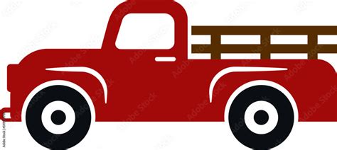 Old Red Vintage Truck Isolated Illustration Stock Vector Adobe Stock