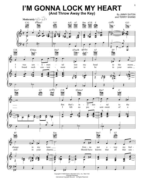 Im Gonna Lock My Heart And Throw Away The Key Sheet Music Jimmy Eaton Piano Vocal