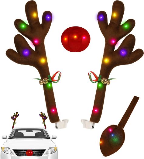 Car Reindeer Antler Kit With Led Light Christmas