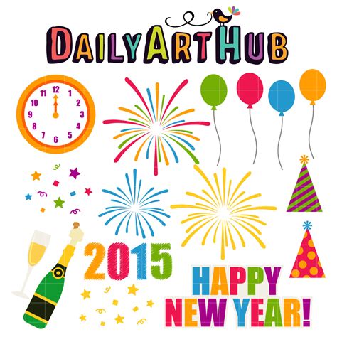 Happy New Year 2 Clip Art Set - Daily Art Hub - Free Clip Art Everyday