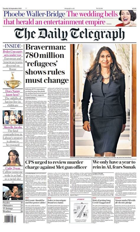 Daily Telegraph Front Page 26th Of September 2023 Tomorrow S Papers