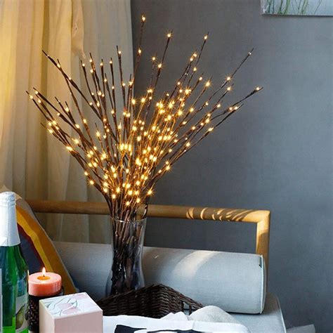 20 Led Lighted 5 Branches Lighting Twig Willow Tree Branch Floral Lamp
