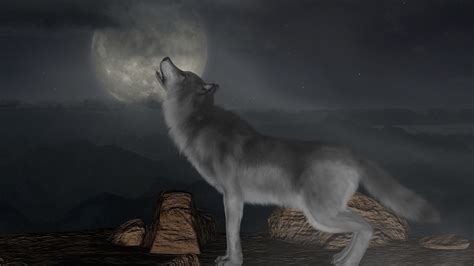 Download Wallpaper 1920x1080 Wolf Howl Moon Full Moon