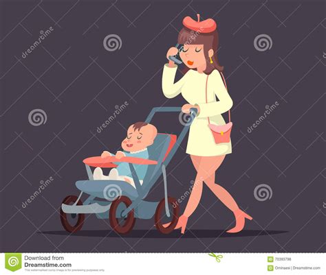 Cute Mother With Child Isolated Vector Illustration Stock Vector