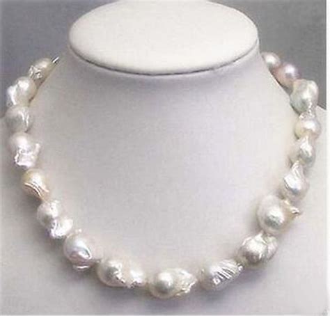 Rare Huge Mm White South Sea Baroque Keshi Akoya Pearl Necklace In Necklaces From