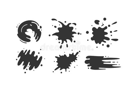 Black Paint Blots Collection Of Vector Icons Cartoon Paint Splatters