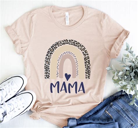 Mama Shirt Mama Shirt With Rainbow Print Mama Rainbow Shirt Etsy