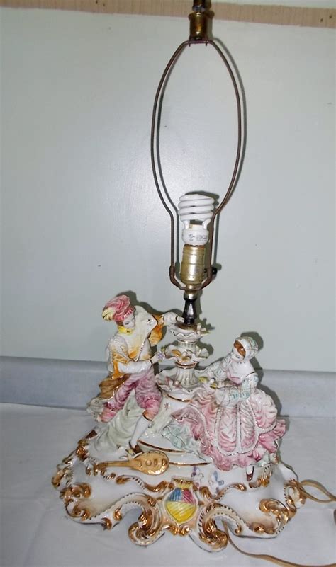 Vintage Capodimonte Figurine Table Lamp Made In Italy Massive Etsy