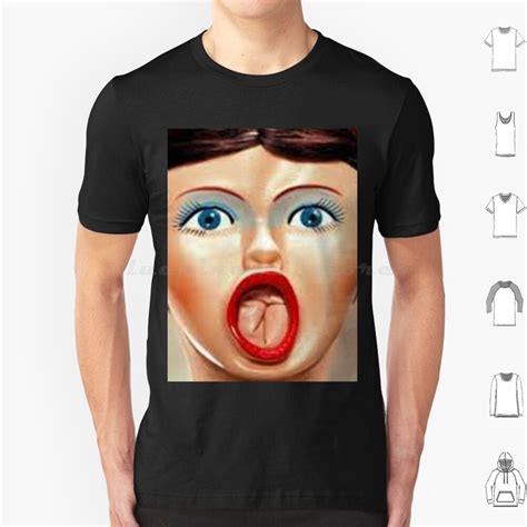 Blow Up Doll Face Adult Blowup T Shirt 6xl Cotton Cool Tee Blow Up Doll Face Brown Hair Lips