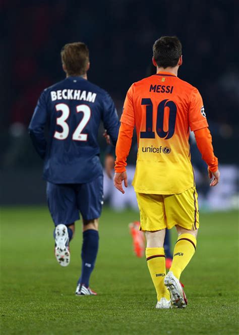 David Beckham Lionel Messi Photos Paris St Germain V Barcelona 1 Of