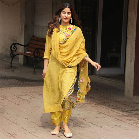 Janhvi Kapoors Yellow Designer Kurta Set Is Just Right For Your Diwali Lunch Vogue India