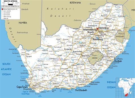 Detailed Clear Large Road Map of South Africa and South African Road Maps