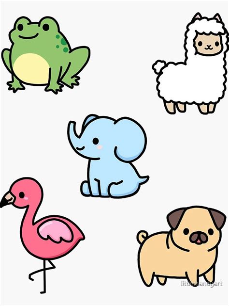 Cute Animal Sticker Pack 4 Sticker By Littlemandyart