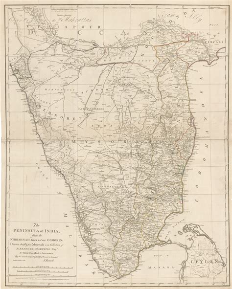 Antique Map Of Southern India By James Rennell 1788 New World