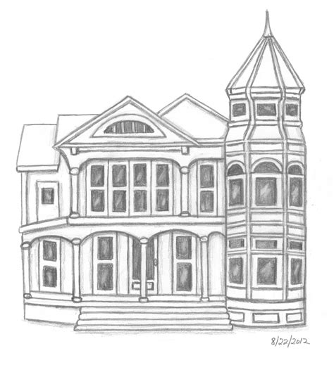 Two Story House Easy Drawing