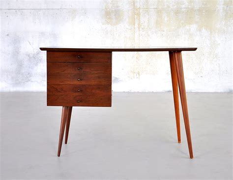 1950s Mid Century Danish Modern Walnut Desk Vanity Table 1960s Paul