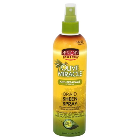 African Pride Olive Miracle Braid Sheen Spray 12 Fl Oz 355 Ml