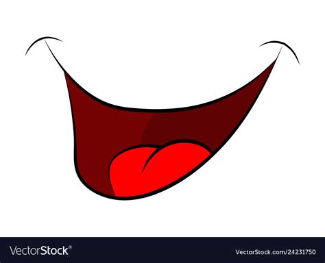 Cartoon Smile Mouth Lips With Teeth And Tongue Vector Image