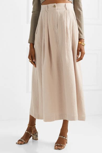 Mara Hoffman Tulay Pleated Organic Cotton And Linen Blend Midi Skirt Net A Porter Com