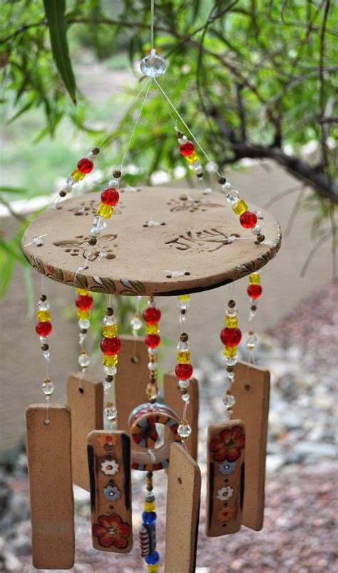 Handmade Ceramic Wind Chime 9 with Handmade Beads and Glass | Etsy