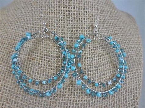 Vintage Double Hoop Turquoise Earrings Turquoise Earrings Unique