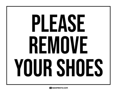 Free Printable Please Remove Shoes Sign Printable Printable Word Searches