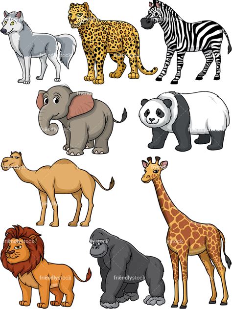 Wild Animals Cartoon Vector Clipart Friendlystock