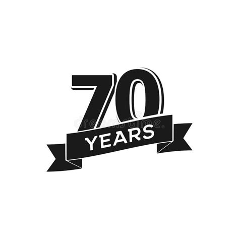 Vector 70 Years Anniversary Logotype Isolated Black Logo 70th Jubilee