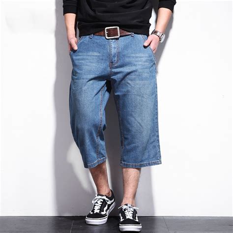 New Cotton Denim Shorts Men Summer Casual Knee Length Straight Solid Male Jeans Shorts Plus Size
