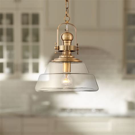 Possini Euro Design Antique Brass Pendant Light Wide Modern